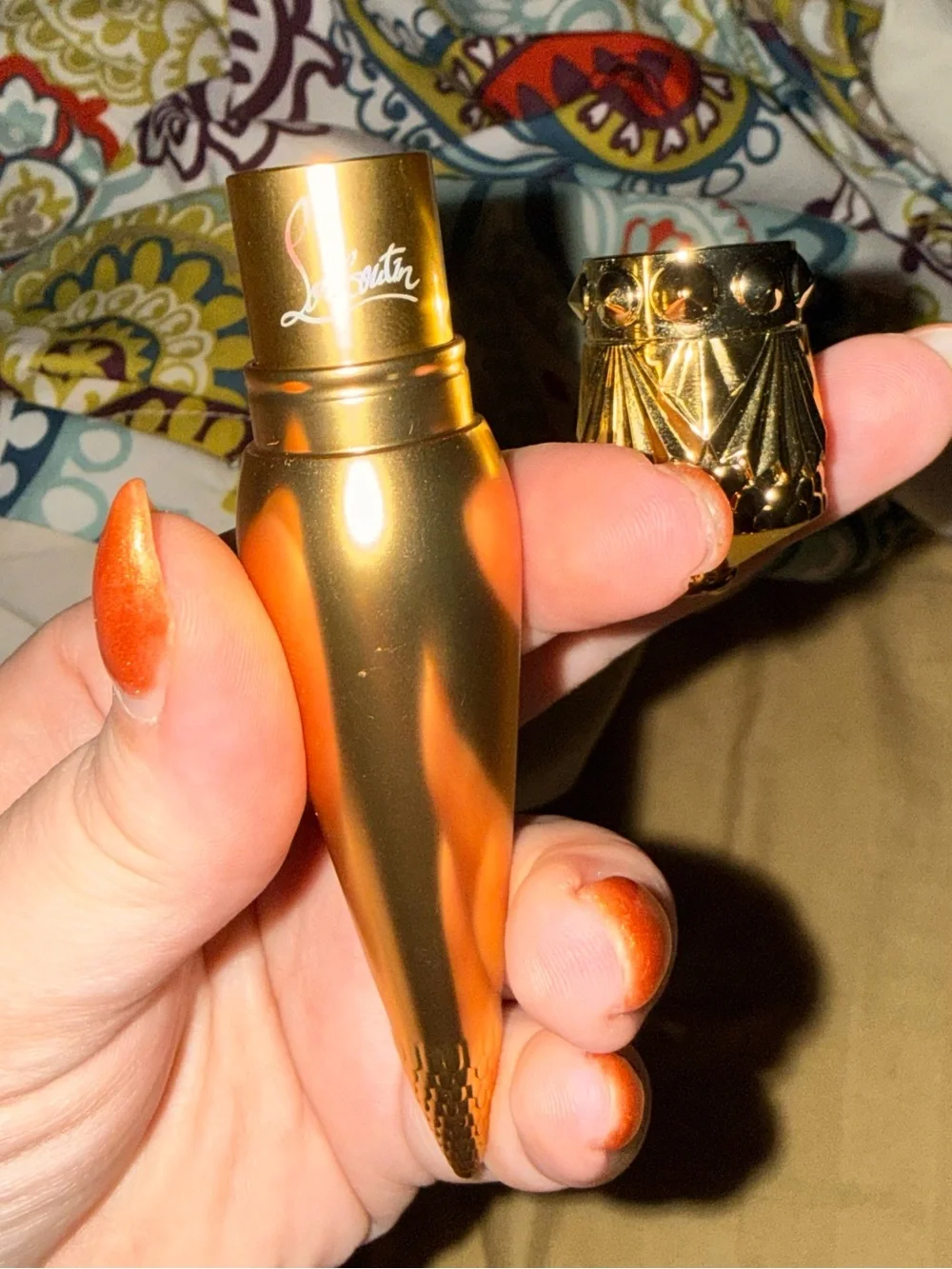 Christian Louboutin Gold Metallic Lipstick Case Pendant